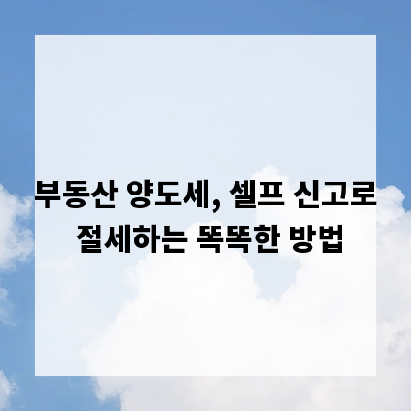 부동산 양도세, 셀프 신고로 절세하는 똑똑한 방법