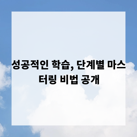성공적인 학습, 단계별 마스터링 비법 공개