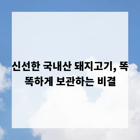 신선한 국내산 돼지고기, 똑똑하게 보관하는 비결