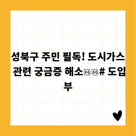 성북구 주민 필독! 도시가스 관련 궁금증 해소

# 도입부