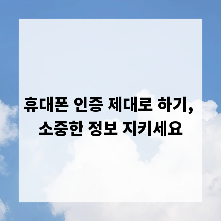 휴대폰 인증 제대로 하기, 소중한 정보 지키세요
