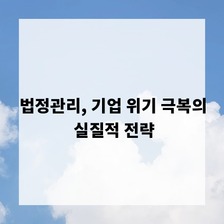 법정관리, 기업 위기 극복의 실질적 전략