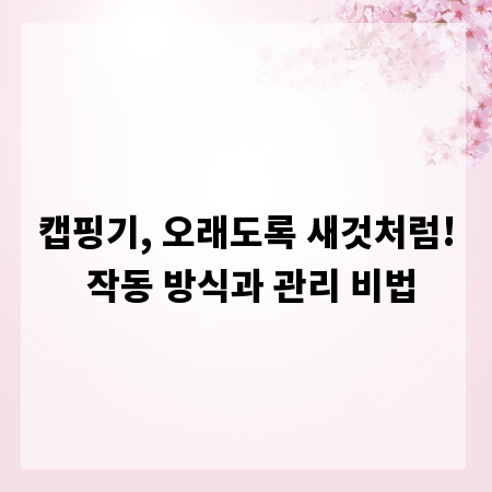 캡핑기, 오래도록 새것처럼! 작동 방식과 관리 비법