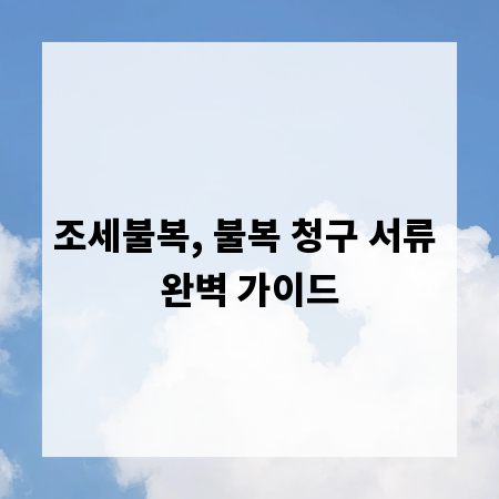 조세불복, 불복 청구 서류 완벽 가이드
