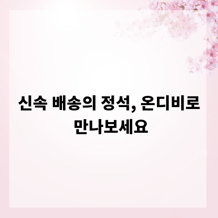 신속 배송의 정석, 온디비로 만나보세요
