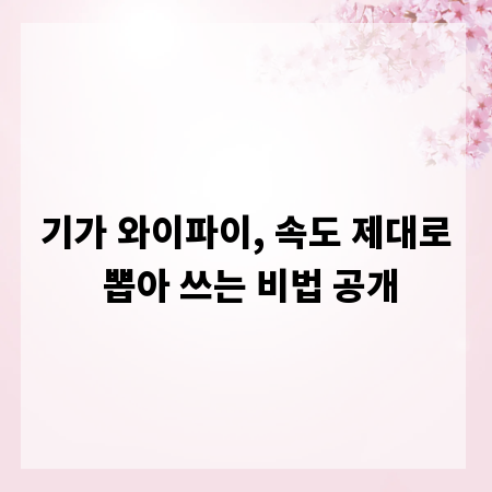기가 와이파이, 속도 제대로 뽑아 쓰는 비법 공개