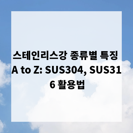 스테인리스강 종류별 특징 A to Z: SUS304, SUS316 활용법