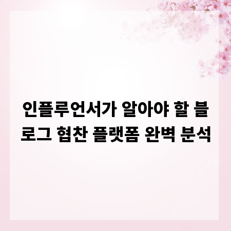 인플루언서가 알아야 할 블로그 협찬 플랫폼 완벽 분석