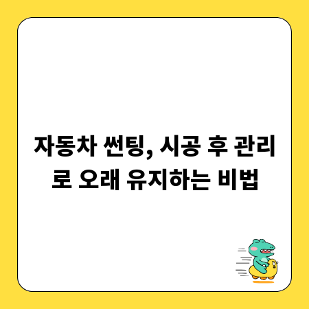 자동차 썬팅, 시공 후 관리로 오래 유지하는 비법