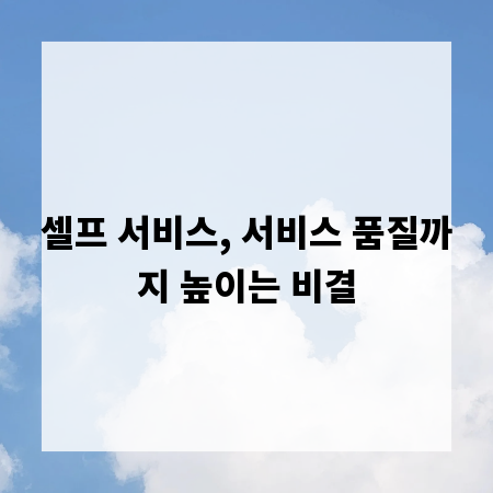 셀프 서비스, 서비스 품질까지 높이는 비결