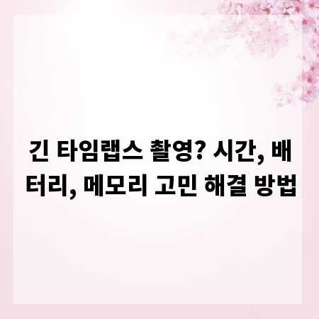 긴 타임랩스 촬영? 시간, 배터리, 메모리 고민 해결 방법