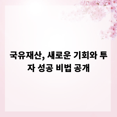 국유재산, 새로운 기회와 투자 성공 비법 공개