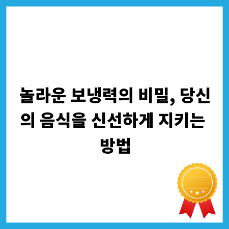 놀라운 보냉력의 비밀, 당신의 음식을 신선하게 지키는 방법