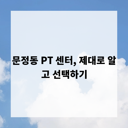 문정동 PT 센터, 제대로 알고 선택하기