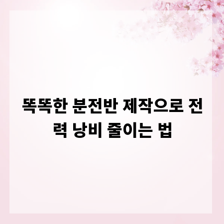 똑똑한 분전반 제작으로 전력 낭비 줄이는 법