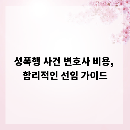 성폭행 사건 변호사 비용, 합리적인 선임 가이드