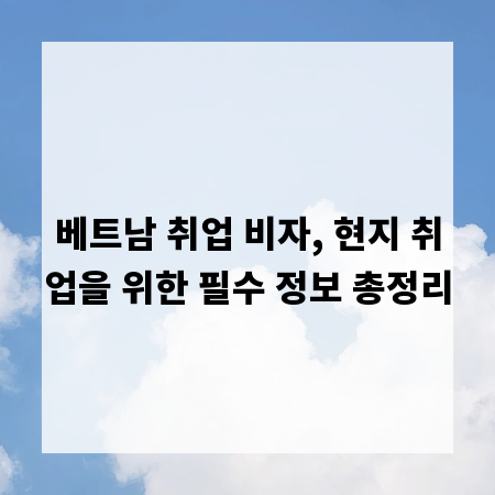 베트남 취업 비자, 현지 취업을 위한 필수 정보 총정리