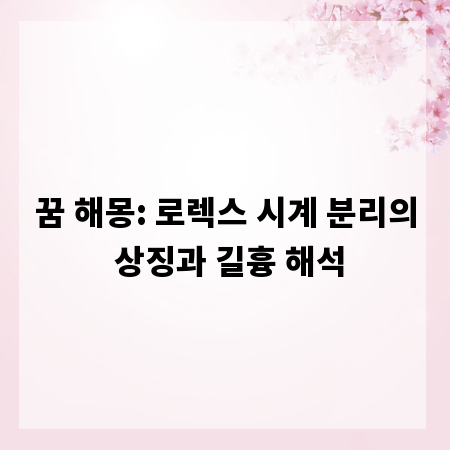 꿈 해몽: 로렉스 시계 분리의 상징과 길흉 해석