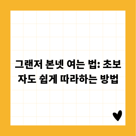 그랜저 본넷 여는 법: 초보자도 쉽게 따라하는 방법