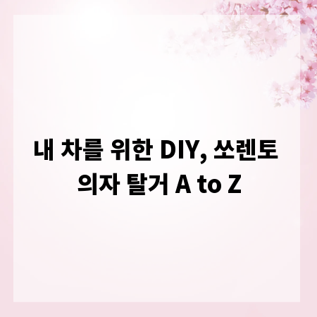 내 차를 위한 DIY, 쏘렌토 의자 탈거 A to Z