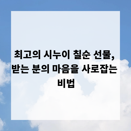 최고의 시누이 칠순 선물, 받는 분의 마음을 사로잡는 비법