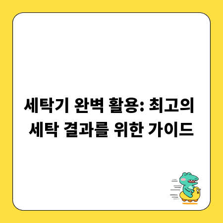 세탁기 완벽 활용: 최고의 세탁 결과를 위한 가이드