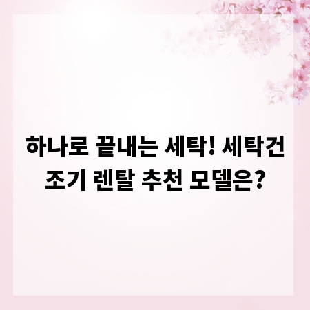 하나로 끝내는 세탁! 세탁건조기 렌탈 추천 모델은?