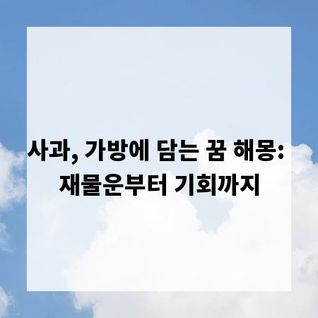 사과, 가방에 담는 꿈 해몽: 재물운부터 기회까지