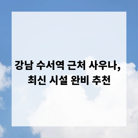 강남 수서역 근처 사우나, 최신 시설 완비 추천