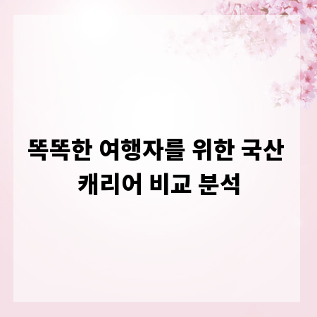 똑똑한 여행자를 위한 국산 캐리어 비교 분석