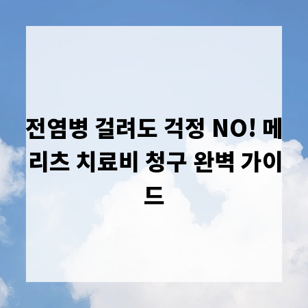 전염병 걸려도 걱정 NO! 메리츠 치료비 청구 완벽 가이드