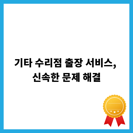 기타 수리점 출장 서비스, 신속한 문제 해결
