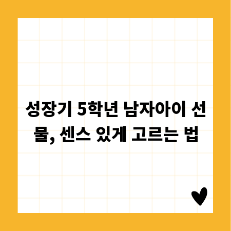 성장기 5학년 남자아이 선물, 센스 있게 고르는 법