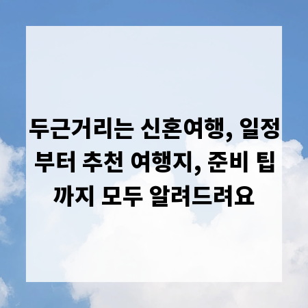 두근거리는 신혼여행, 일정부터 추천 여행지, 준비 팁까지 모두 알려드려요