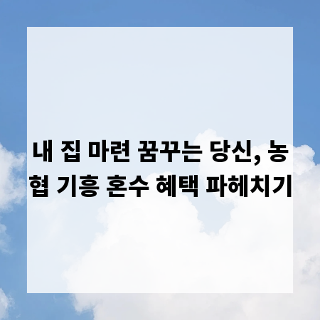 내 집 마련 꿈꾸는 당신, 농협 기흥 혼수 혜택 파헤치기