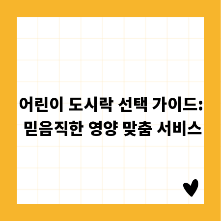 어린이 도시락 선택 가이드: 믿음직한 영양 맞춤 서비스