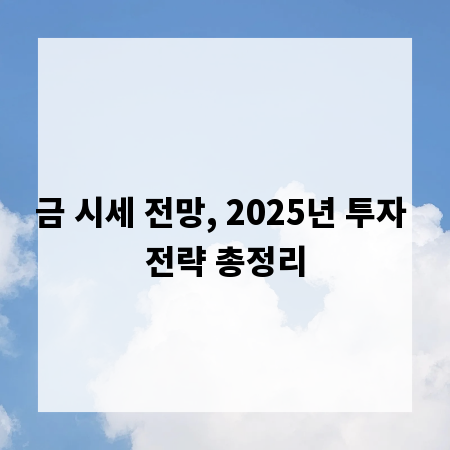 금 시세 전망, 2025년 투자 전략 총정리