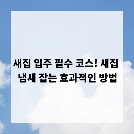 새집 입주 필수 코스! 새집 냄새 잡는 효과적인 방법