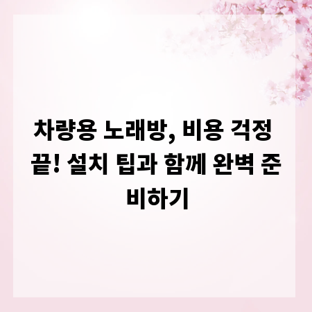 차량용 노래방, 비용 걱정 끝! 설치 팁과 함께 완벽 준비하기