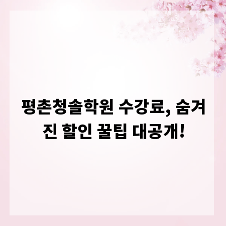 평촌청솔학원 수강료, 숨겨진 할인 꿀팁 대공개!