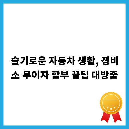슬기로운 자동차 생활, 정비소 무이자 할부 꿀팁 대방출