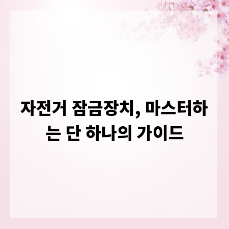 자전거 잠금장치, 마스터하는 단 하나의 가이드