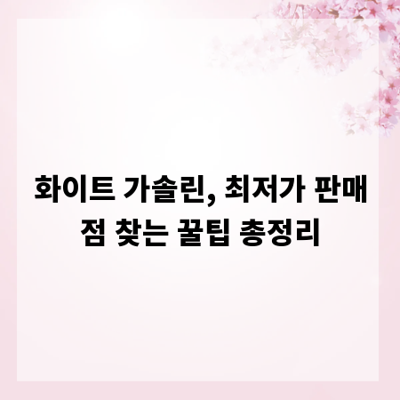 화이트 가솔린, 최저가 판매점 찾는 꿀팁 총정리