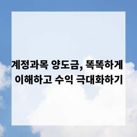 계정과목 양도금, 똑똑하게 이해하고 수익 극대화하기