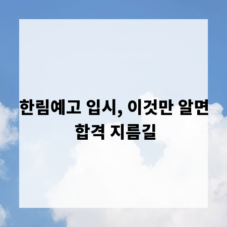 한림예고 입시, 이것만 알면 합격 지름길