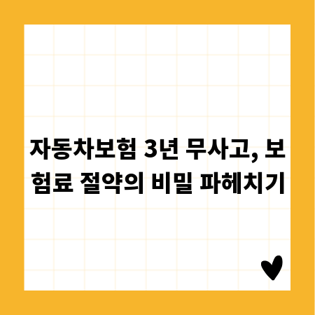 자동차보험 3년 무사고, 보험료 절약의 비밀 파헤치기