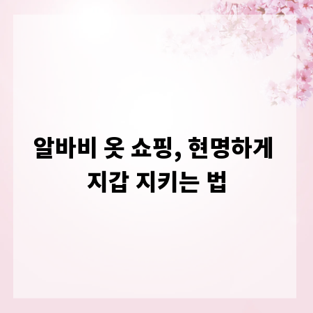 알바비 옷 쇼핑, 현명하게 지갑 지키는 법