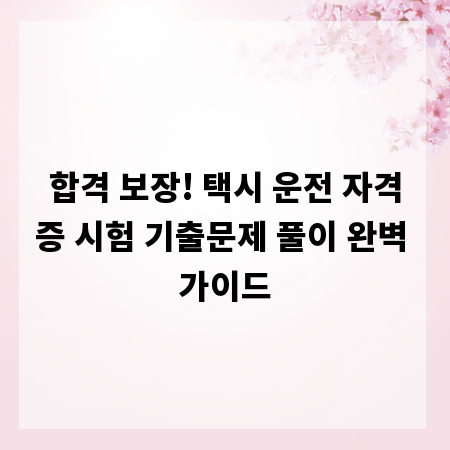 합격 보장! 택시 운전 자격증 시험 기출문제 풀이 완벽 가이드