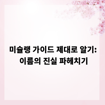 미슐랭 가이드 제대로 알기: 이름의 진실 파헤치기