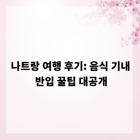 나트랑 여행 후기: 음식 기내 반입 꿀팁 대공개